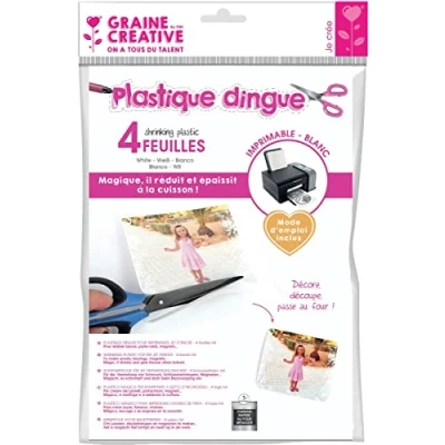 Afbeelding van Graine Créative krimpplastiek, bedrukbaar, etui van 4 vel, wit