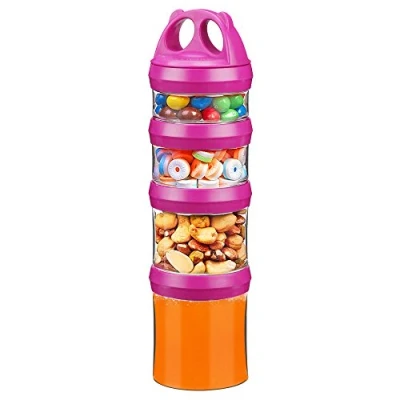 Afbeelding van BeneLabel 888,8 g stapelbare containers met gedraaid slot, voor noten, snoep, reisartikelen, BPA vrij en lekvrij, rood
