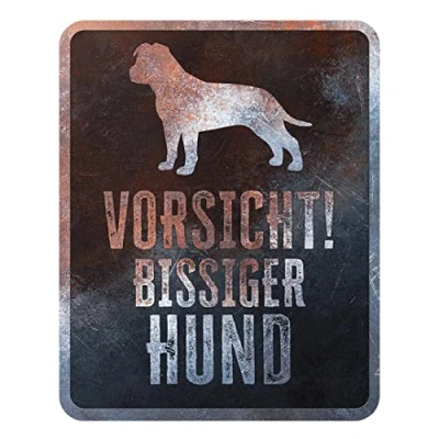 Afbeelding van D&amp;d Home Waakbord Hond Waarschuwingsbord Stafford Duits 25x20x0,3cm Meerkleurig 1st