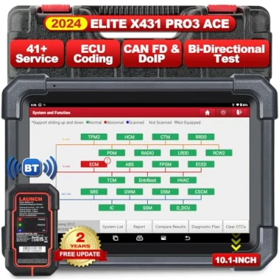 Afbeelding van 2024 LAUNCH X431 PRO3 ACE obd2 diagnostisch hulpmiddel met DBScar VII, OEM topologiemapping, online coding, CANFD DoIP, 39+ services, AutoAuth FCA SGW, HD truckscanner, IMMO, 10,1 inch