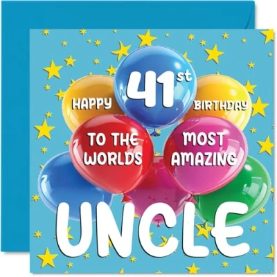 Afbeelding van verjaardagskaart 41e oom World&#039;s Most Amazing Uncle voor van nichtje en neef, 145 mm x mm, 41 jaar, wenskaarten