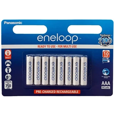 Image de Panasonic eneloop piles Ready to Use Ni MH, AAA/Micro, 8 pièces, capacité améliorée de min. 800mAh, durée vie 2100 cycles charge, rechargeable dans un emballage libre plastique