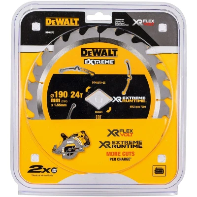 Afbeelding van DeWALT Cirkelzaagblad voor Hout Extreme Runtime Ø 190mm Asgat Ruit 24T DT40270 QZ
