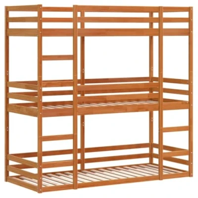 Afbeelding van vidaXL Stapelbed 3 persoons massief grenenhout wasbruin 90x190 cm