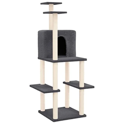 Afbeelding van Kattenmeubel met sisal krabpalen 144,5 cm donkergrijs