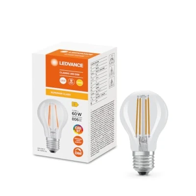 Afbeelding van Ledvance Classic LED E27 Peer Filament Helder 7.2W 806lm 927 Zeer Warm Wit Beste Kleurweergave Dimbaar Vervangt 60W