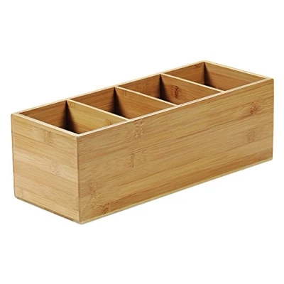 Afbeelding van Bestekbak FSC® Bamboe hout Staande Bestekhouder Bestekbakje houder Bestek bak organizer Bestekcassette 35 x 14 12 Cm