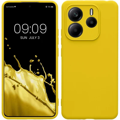 Afbeelding van kwmobile telefoonhoesje geschikt voor Xiaomi Redmi Note 14 5G Hoesje smartphone Precisie camera uitsnede In stralend geel