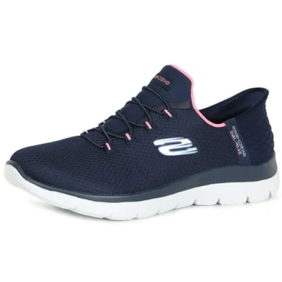 Afbeelding van Skechers Wide Fit Summits Sneakers laag, Dames, Maat: 38, Navy/pink Textiel