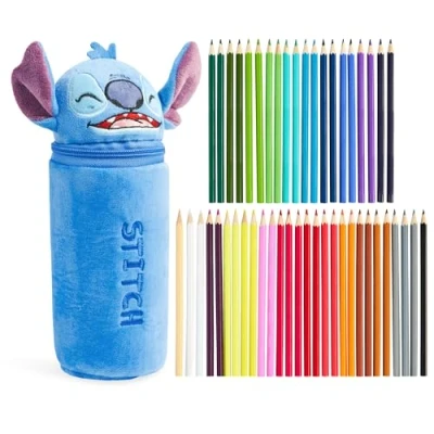 Afbeelding van Disney Stitch Pencil Case Baby Yoda Pluche School Cadeau Idee, Blauwe