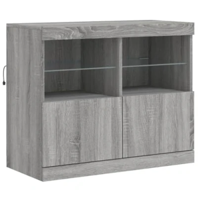 Afbeelding van Dressoir met LED verlichting 81x37x67 cm grijs sonoma eiken