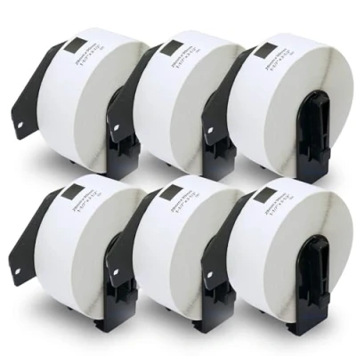 Afbeelding van BETCKEY 6 rollen DK 11201 adreslabels compatibel met Brother, 29 mm x 90 mm, 2400 etiketten voor QL Brother labelprinters