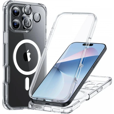 Afbeelding van ESR Armor Tough HaloLock Hoesje Geschikt voor Apple iPhone 16 Pro Compatibel met MagSafe Ingebouwde Screen Protector Kickstand Full Protect Camera Bescherming Transparant