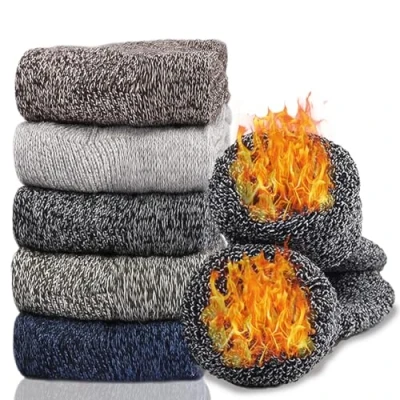 Afbeelding van Hocerlu 5 paar thermische sokken voor dames, maat 35 42, dikke en warme wintersokken, blauw/groen/bruin/grijs/donkergrijs