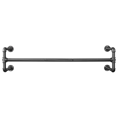 Afbeelding van Garderoberegels set van 2, kapstokken in industrieel design, wandmontage, ruimtebesparend, 112 x 30 29,3 cm, belastbaar tot 60 kg, eenvoudige montage, voor kleine ruimtes, zwart