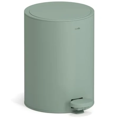 Afbeelding van stardis Pedaalemmer, 3 liter, roestvrij staal, mat, met klapdeksel en geluidsarme softclose, binnenafvalemmer, afvalemmer voor badkamer, groen