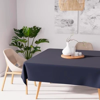 Afbeelding van Soleil d&#039;okre, Alix vierkant anti vlek tafelkleed, polyester, marineblauw, 180x180 cm