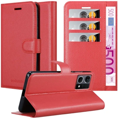 Afbeelding van Cadorabo Hoesje geschikt voor Realme 7 5G in KARMIJN ROOD Beschermhoes met magnetische sluiting, standfunctie en kaartvakje Book Case Cover Etui