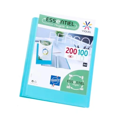 Afbeelding van Viquel Porte vues A4 200 ESSENTIEL documents personnalisable Fabriqué en France 100 Pochettes de qualité lisse Bleu turquoise