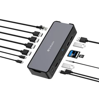 Image de Verbatim Pro Station d&#039;accueil USB C 2 x HDMI, DP 1GbE 100 Watt