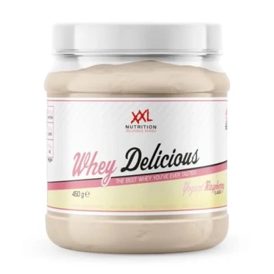 Afbeelding van XXL Nutrition Whey Delicious Yoghurt Raspberry Wei Eiwitpoeder met BCAA &amp; Glutamine, Proteïne poeder, Eiwit shake, Protein 450 gram