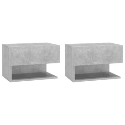 Afbeelding van vidaXL Nachtkastjes voor aan de muur, 2 stuks, Betongrijs