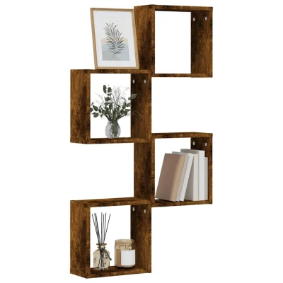 Afbeelding van vidaXL Wandrekken kubus 4 st 30x15x30 cm gerookt eiken
