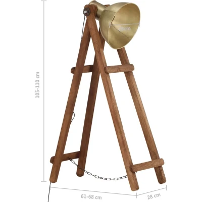 Afbeelding van vidaXL Vloerlamp E27 massief mangohout messingkleurig
