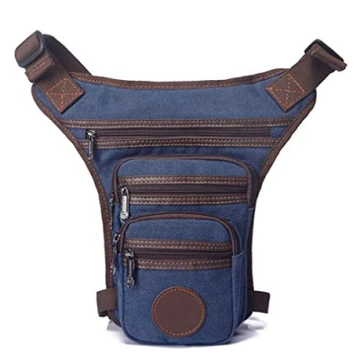 Afbeelding van Canvas beentas voor heren, tactisch, militair, motorrijder, heuptas met meerdere zakken, mannen, reizen, wandelen, klimmen, fietsen, outdoor, marineblauw, #07 Marineblauw