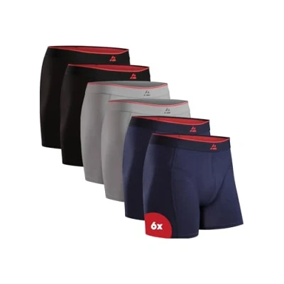 Afbeelding van DANISH ENDURANCE Set van 6 boxershorts bamboevezel, met zak of zonder, ultrazachte en ademende voor heren, Veelkleurig (2x Zwart, 2x Grijs, Marineblauw)