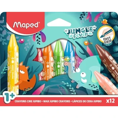 Image de Maped Cires de Couleurs format jumbo 12 Coloriage pour enfants cire, idéal l&#039;école