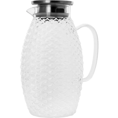 Afbeelding van Krumble Karaf schubbenpatroon met filter en deksel 2 L Glas