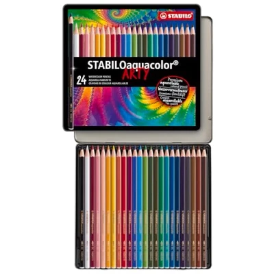 Afbeelding van Stabiloaquacolor Kleurpotlood, Metalen Doos Van 24 Stuks In Geassorteerde Kleuren Kleurpotlood