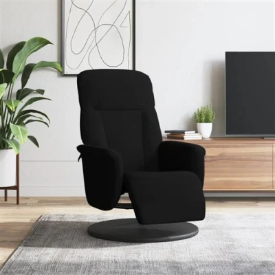 Afbeelding van Fauteuil met voetensteun verstelbaar fluweel zwart