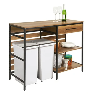 Afbeelding van SoBuy Keukentafel Keuken Opbergkast Aanrecht met Lade en 2 Planken, Stabiel Stalen Frame, Industrieel, Vintage, 120 x 45 90 cm, FSB71 PF