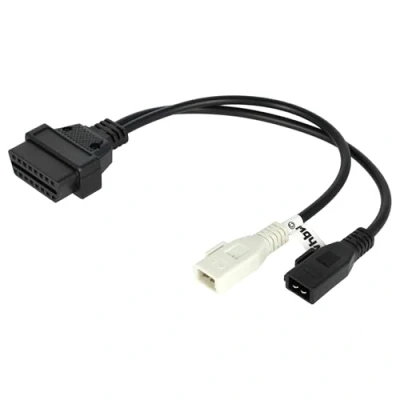 Afbeelding van vhbw OBD2 Adapterkabel voor OBD diagnoseapparaat alle Audi, Seat, Skoda, VW, Volkswagen modellen met 2 x polige stekker.