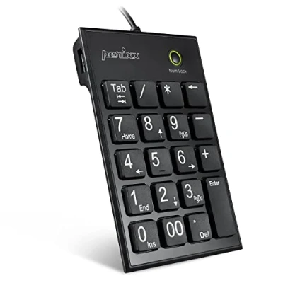 Afbeelding van Perixx PERIPAD 202 H B Numeriek toetsenbord USB Multimediatoetsen Zwart