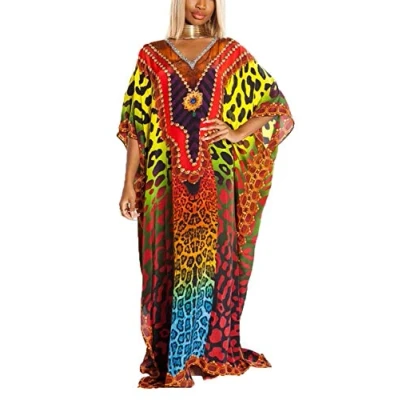 Afbeelding van YouKD Dames Lange Kimono Maxi Bohemian Jurk Strand Coverup Badjas Grote Maat Lougewear one Size, Brand, size