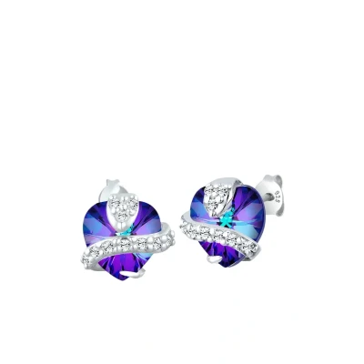 Afbeelding van Elli Damesoorbellen met hartmotief, kristallen van 925 sterling zilver, Glas, Swarovski kristal, kristal