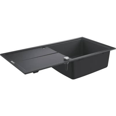 Afbeelding van GROHE K400 Composiet Spoelbak Met afdruipgedeelte 100cm Inbouw overloop en automatische afvoer Granite Black