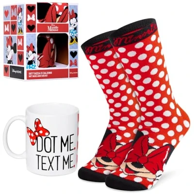 Afbeelding van Disney Minnie Mouse cadeauset met mok en sokken voor dames, rood