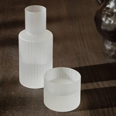 Afbeelding van Ferm LIVING Ripple Small Karaf Set 2 delig Wit
