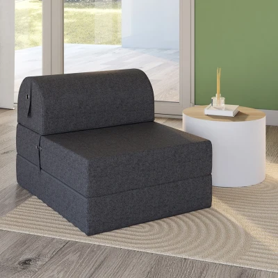 Image de Chauffeuse convertible 1 place en tissu gris anthracite IDMarket