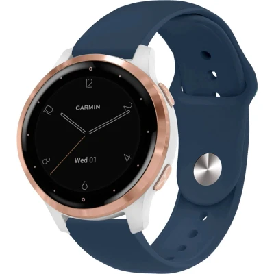 Afbeelding van iMoshion Siliconen Sport 18 mm bandje Geschikt voor Garmin Vivoactive 4s / 3s Venu 2s Vivomove Fossil Gen 6 5e Donkerblauw