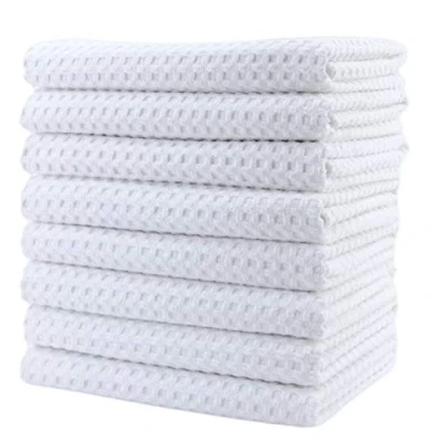 Afbeelding van POLYTE Set van 8 keukendoeken microvezel, wafelpatroon, premium kwaliteit (40 x 71 cm, wit)