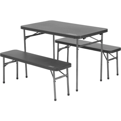 Afbeelding van Coleman campingtafel met bankjes (4 persoons) inklapbare picknicktafel antibacteriële coating zwart