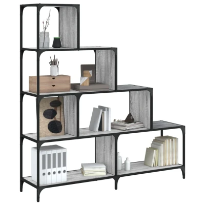 Afbeelding van Boekenkast 4 laags 139x33,5x149 cm bewerkt hout grijs sonoma