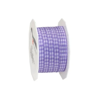 Afbeelding van PRÄSENT VICHY Cadeaulint lavendel/wit, 20 m decoratief lint om te decoreren en knutselen, 10 mm breed, geruit voor kleurrijke versieringen geschenkverpakkingen, feestelijke gelegenheden