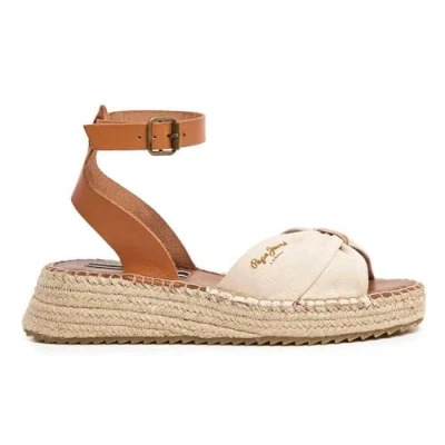 Afbeelding van Pepe Jeans KATE ONE Sandalen met sleehak, Dames, Maat: 41, Off white Leer