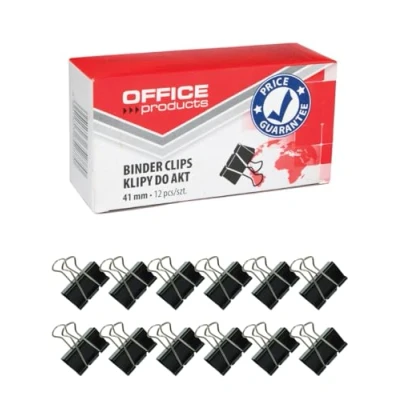 Afbeelding van Office Products, Papierklem, Paperclips met veerslot, 41mm, 12 stuks, zwart (12 x)
